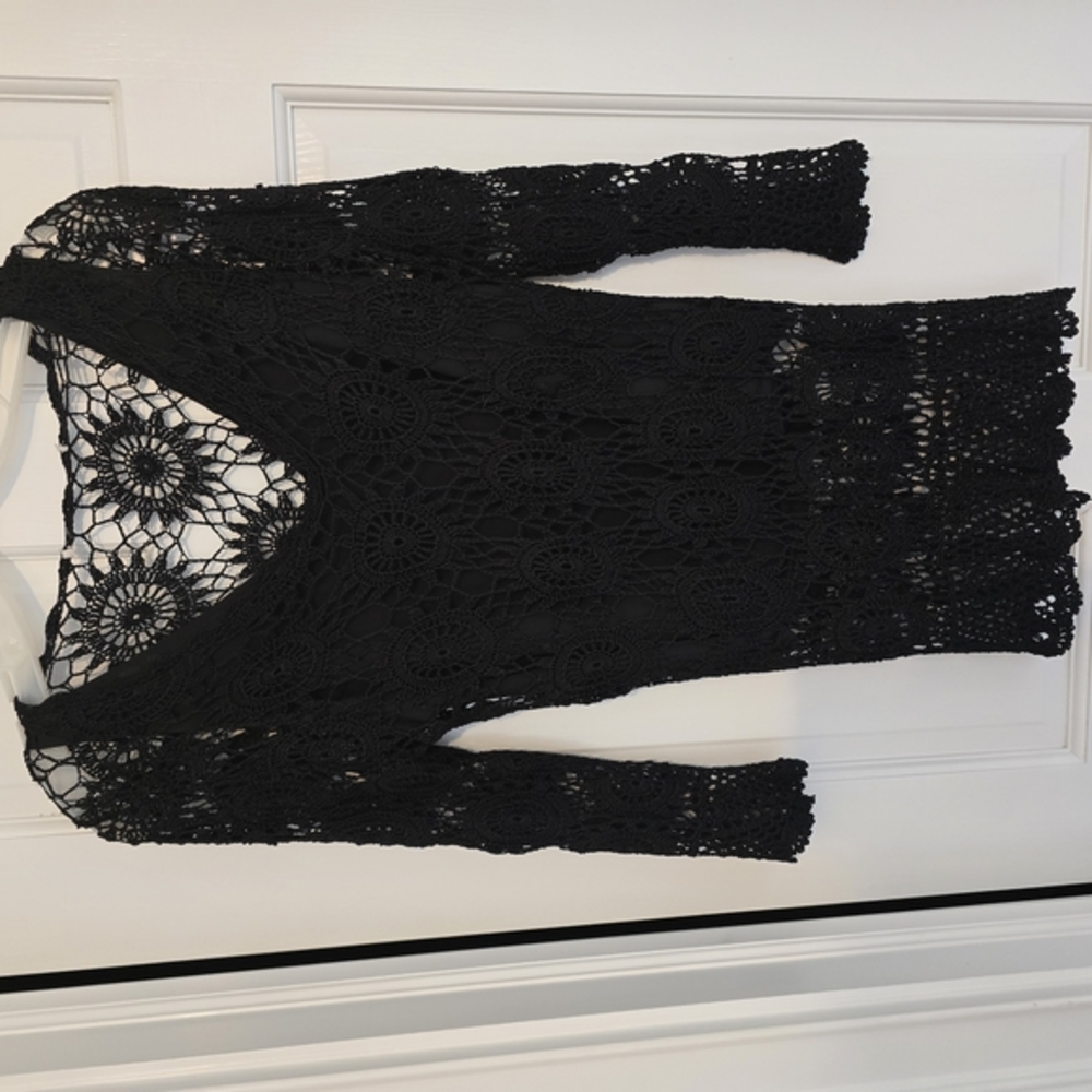 Black Crochet Sweatee